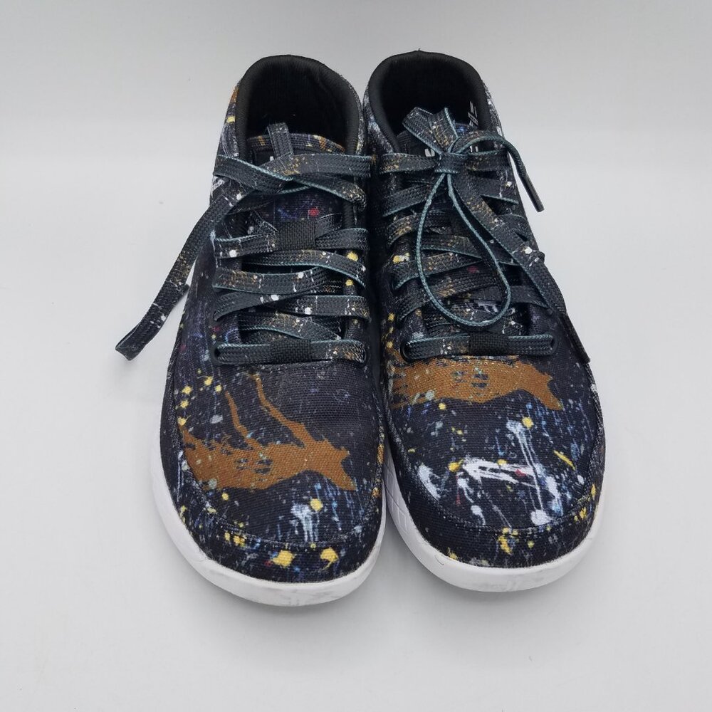 No Bull Project Men’s 5 Women’s 3.5 Splatter Mid Canvas Trainer Shoes